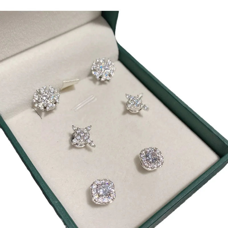 MDLFES Moissan Diamond Style Light luxury compact ear clips cold wind without ear holes magnetic earrings