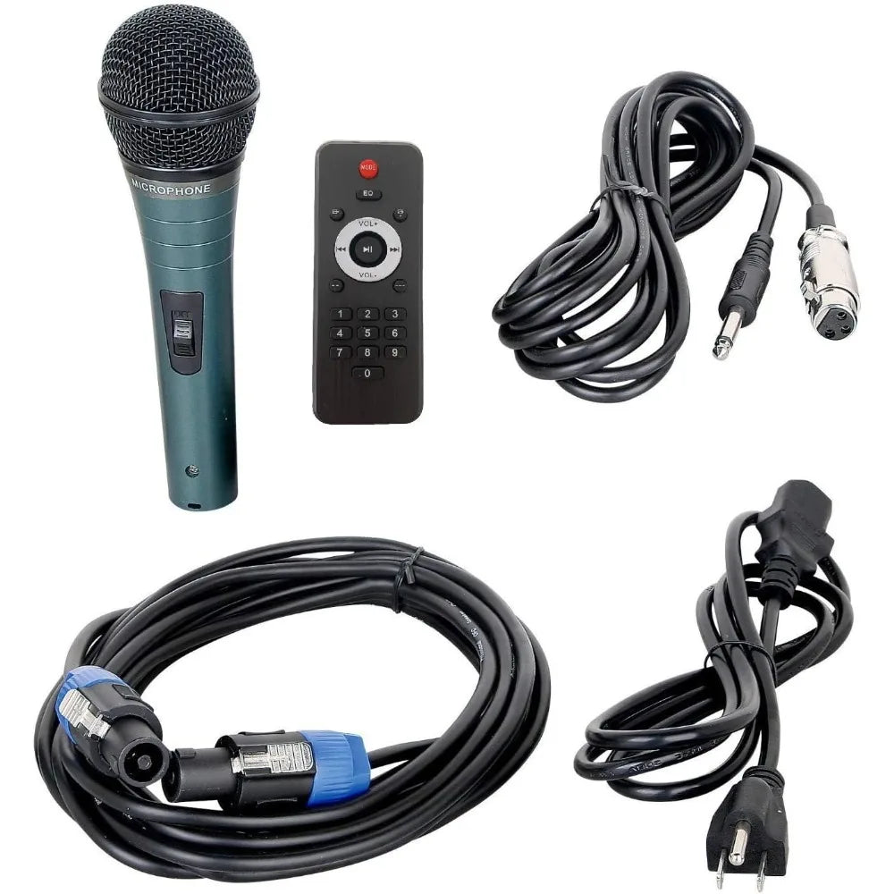 Party 15 Portable PA Speaker System - 2000W 15-Inch, Bluetooth/USB/SD/FM, LED Light + Speaker Stands/Mic/Remote