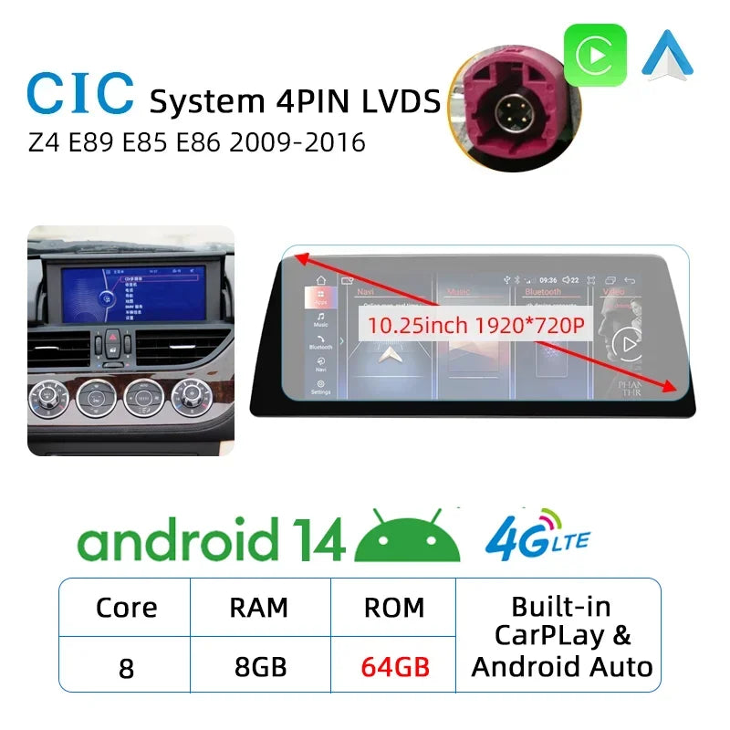 Android 14 Wireless Carplay Touch Screen For BMW Z4 E89 E85 E86 2009-2016 4G Car Radio Multimedia Player Navi Stereo DSP WIFI
