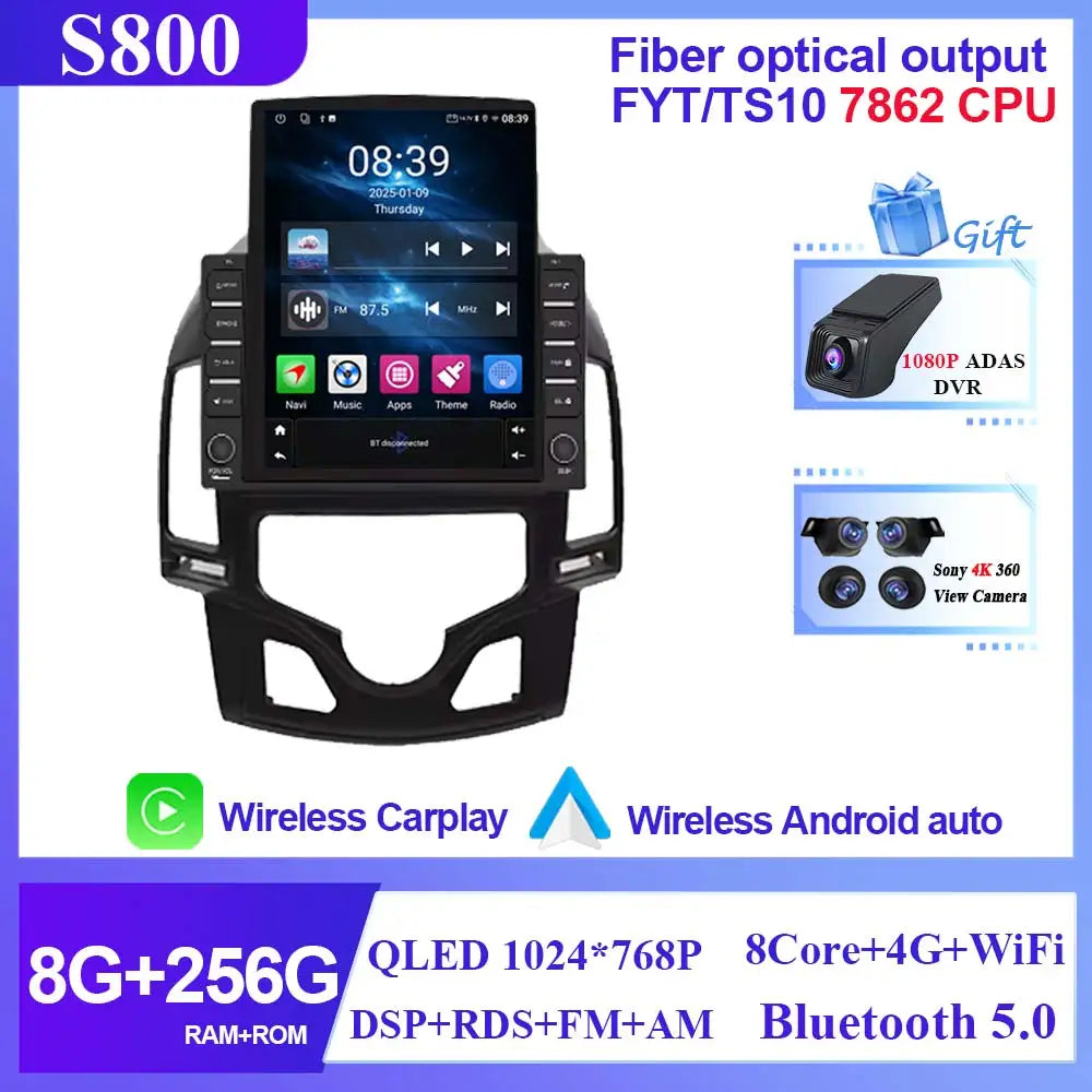 9.7 INCH Car Radio For Hyundai I30 2006 2007 2008 2009 2010 2011 Multimedia Android 14 4G WIFI No DVD Player 2 Din Carplay BT