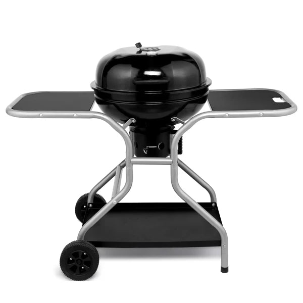 Kettle Charcoal Grill with 2 Side Tables, Storage Shelf, Upgraded Ash Catcher,Outdoor Cooking Barbecue Grill with Wheels