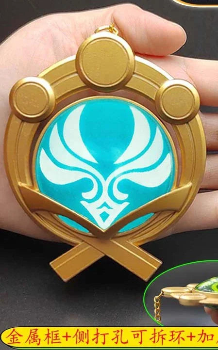 7-9cm Game Impact Vision Lnazuma Wendi Xiao Key Cosplay Chain Luminous 7 Element Weapons Eye Of Original God Toy KeyRing Pet urn