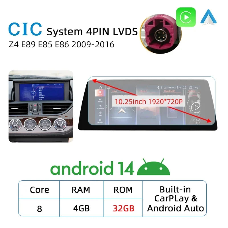 Android 14 Wireless Carplay Touch Screen For BMW Z4 E89 E85 E86 2009-2016 4G Car Radio Multimedia Player Navi Stereo DSP WIFI
