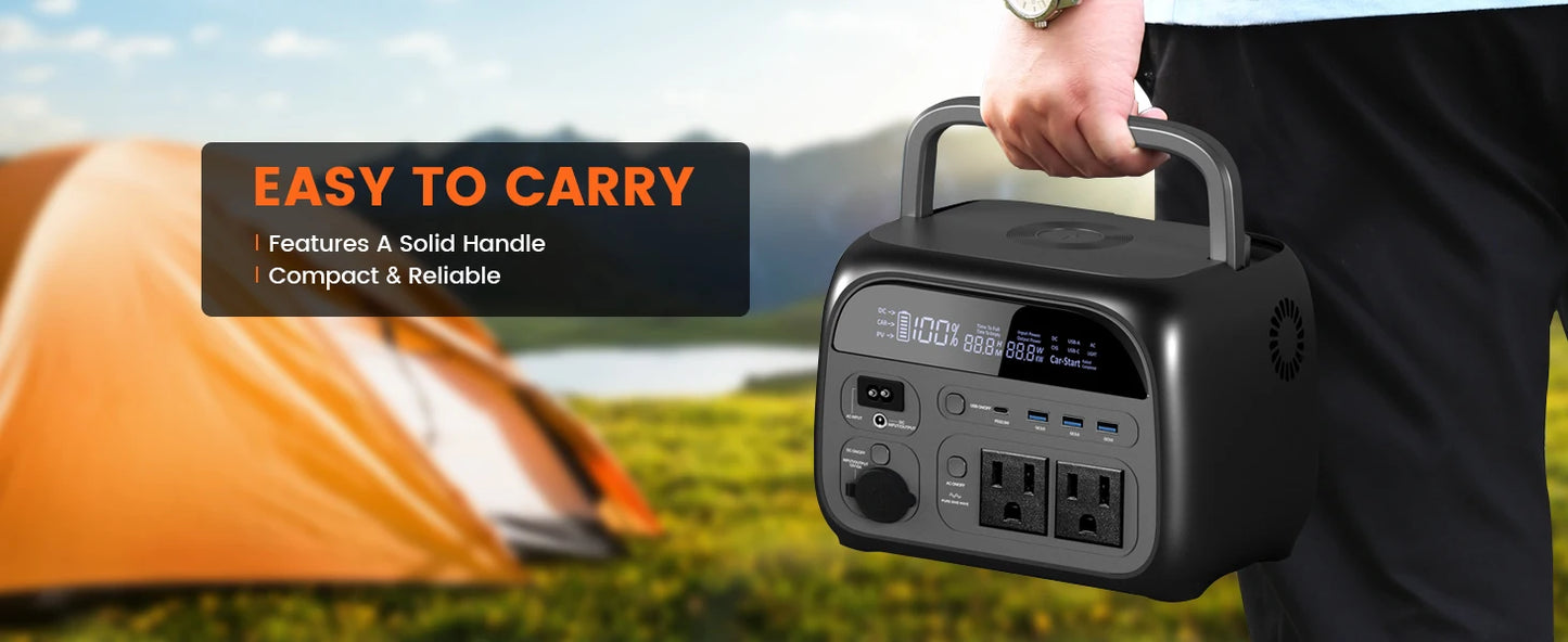 CTOLITY AP400 500W Portable Power Station 345.6Wh LiFePo4 Battery 100W 200W Solar Panel AC Charging Station Camping Equipment