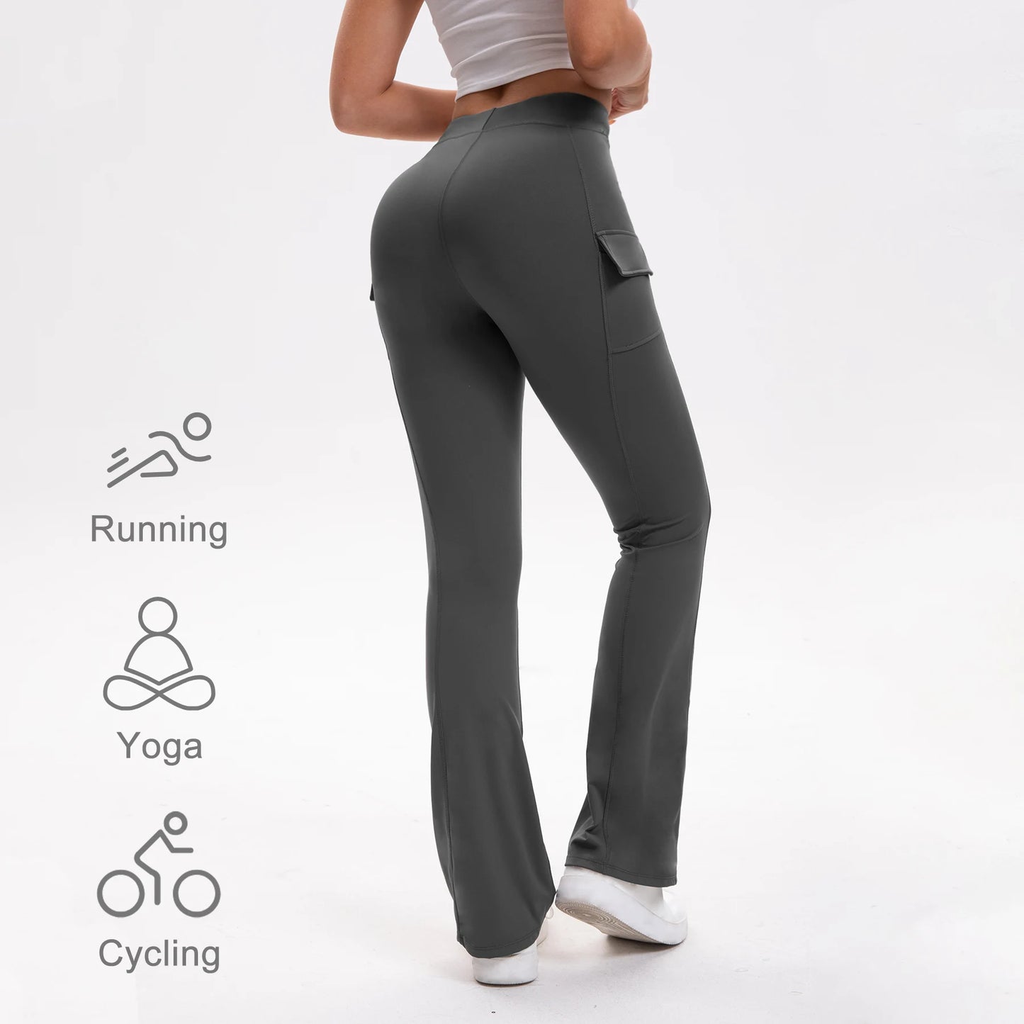 3PCS High Waisted Tummy Control Bootcut Yoga Pants with Pockets Naked Feeling Stretch Workout Casual Pants