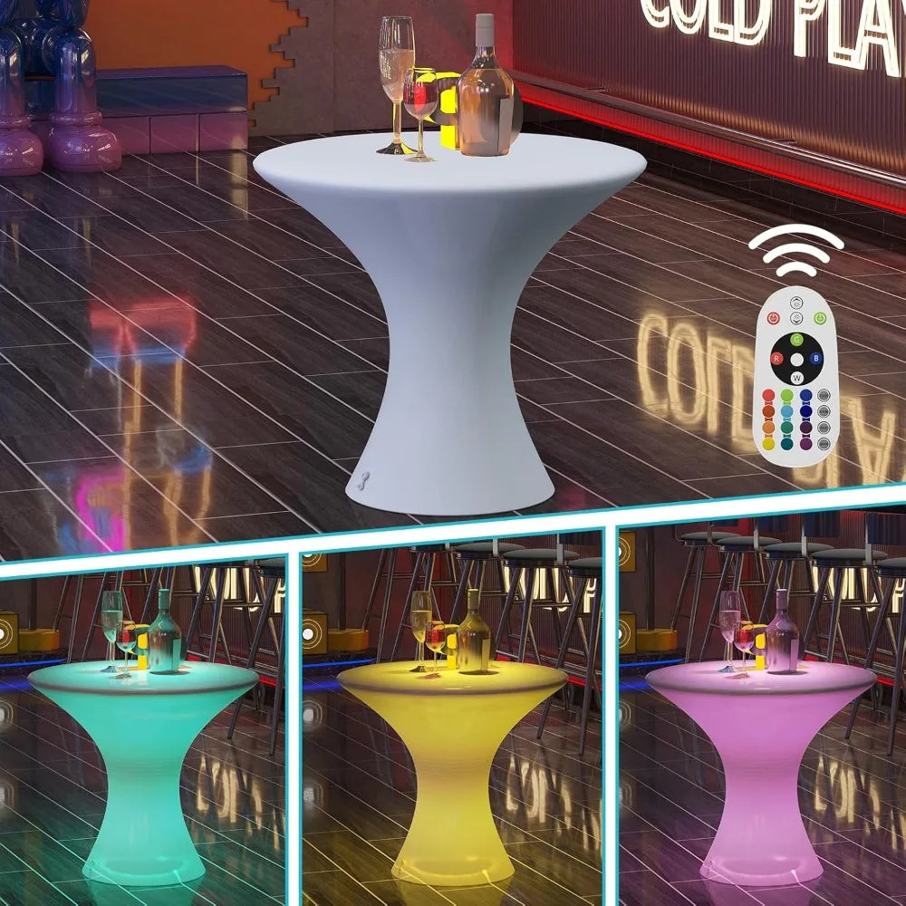 18" LED Cocktail Table with Remote, 16 RGB Colors, Waterproof Light Up Furniture for Party Bar