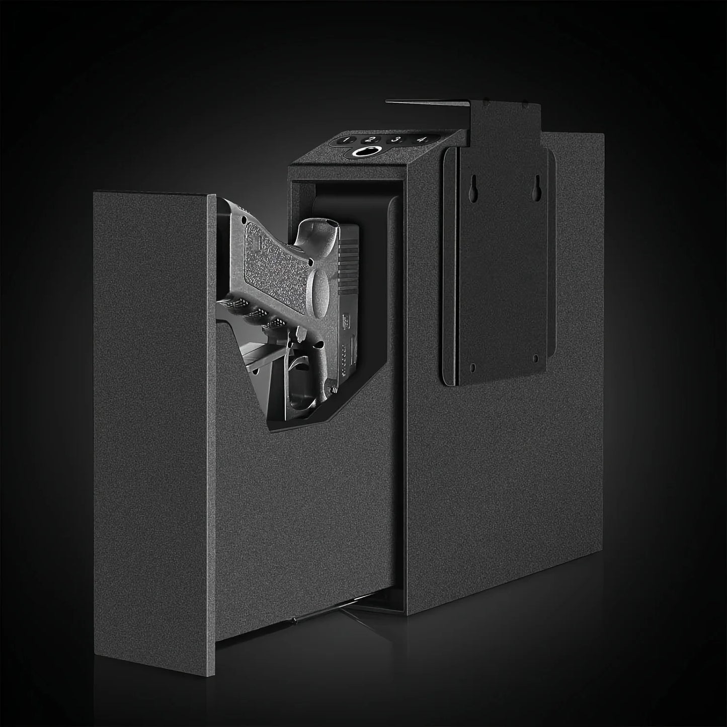 Biometric Slider Handgun Gun Safe for Nightstand, Desk, Bed Side,Truck - Auto Sliding Door Fingerprint Hand Gun Safe for Pistol