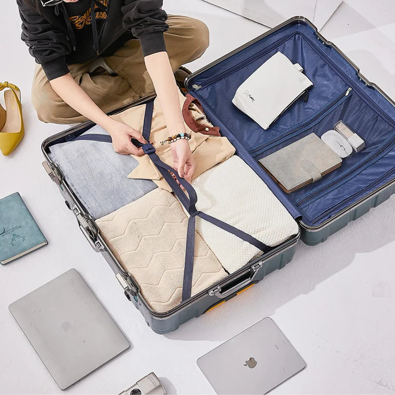Large Capacity Aluminum Frame Luggage Bag with Wheels Durable Wear-Resistant Rolling Suitcase 20-28 Inch Travel Bag Suitcase