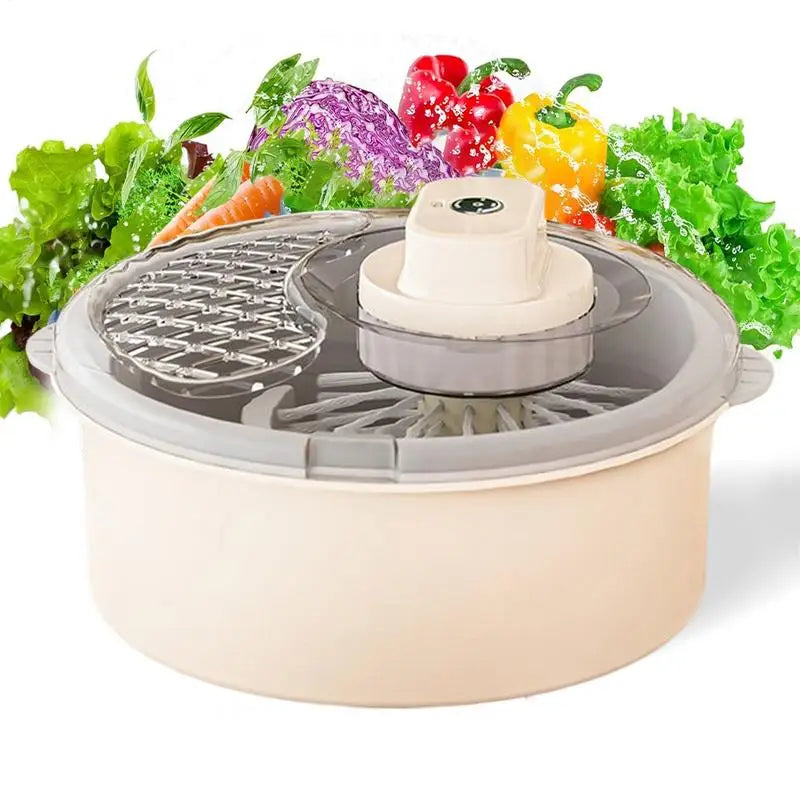 Fruit Veggie Bowl Electric Cleaning Dryer Fruit Vegetable Dry and Wet Separation Draining Salad Spinner Vegetable Washer Spinner