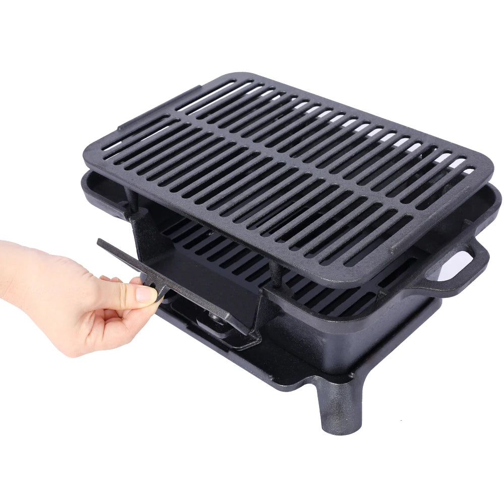Hign-concerned Oval Cast Iron Grill Outdoor Portable Charcoal Tabletop
