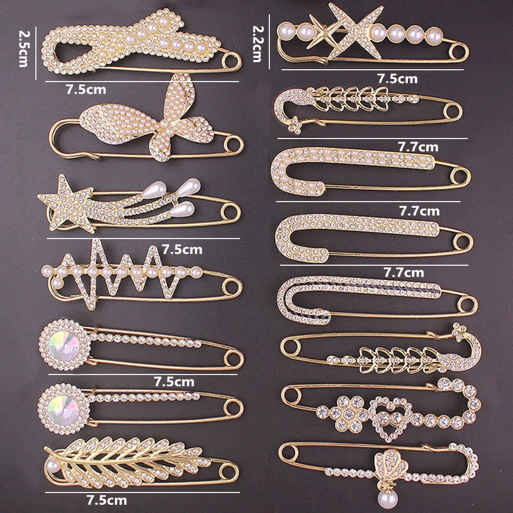 Set of 15/20/25 elegant imitation crystal brooches, featuring butterfly and heart designs for everyday use