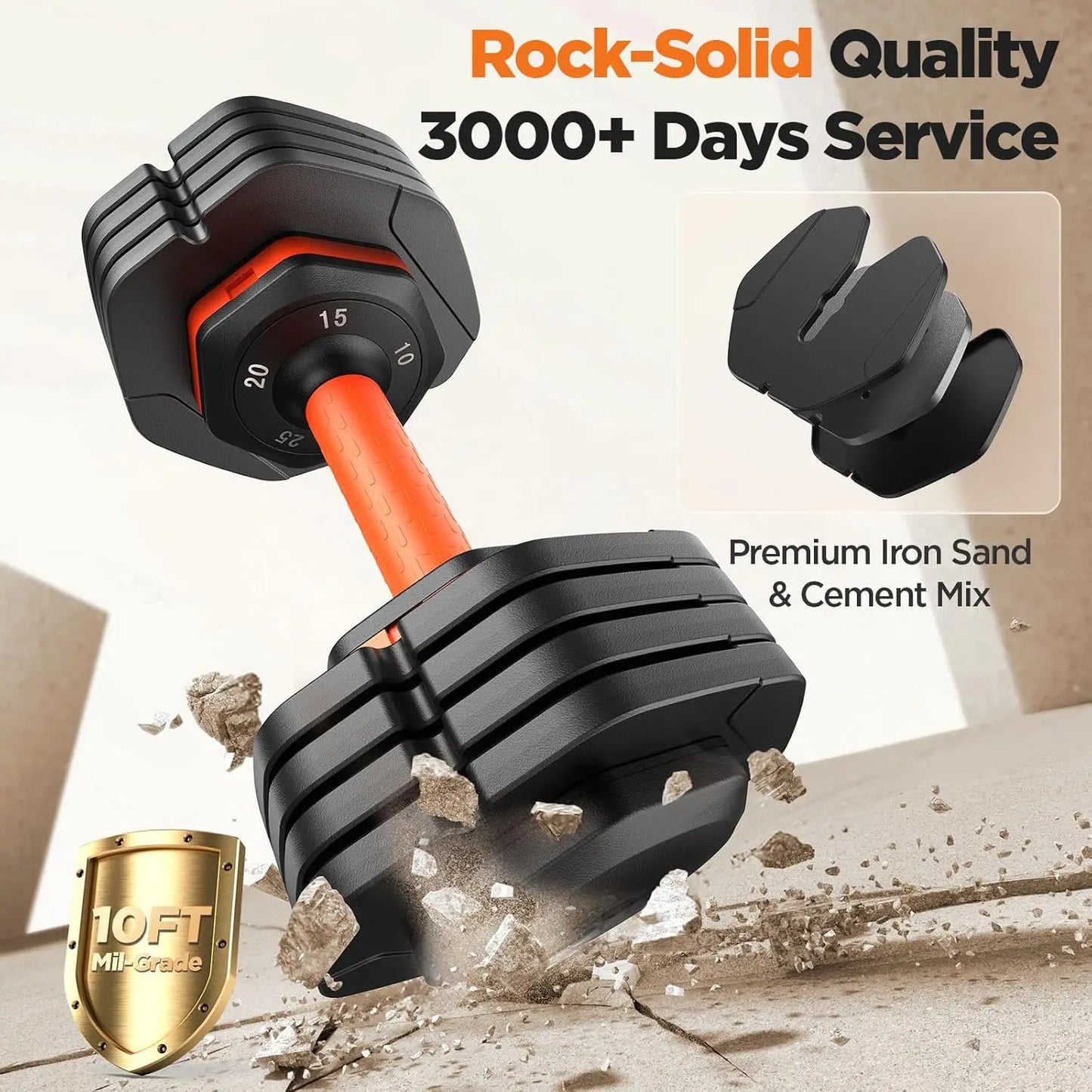 Adjustable Dumbbell Set of 2, 50lbs Total with Storage Box and Anti-slip Grip for Home Gym