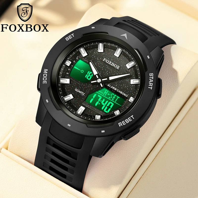 FOXBOX Fashion Electronic Watch Men LIGE Top Brand Luxury Silicone Big Dial Waterproof Sports Alarm LED Digital Men's Watches