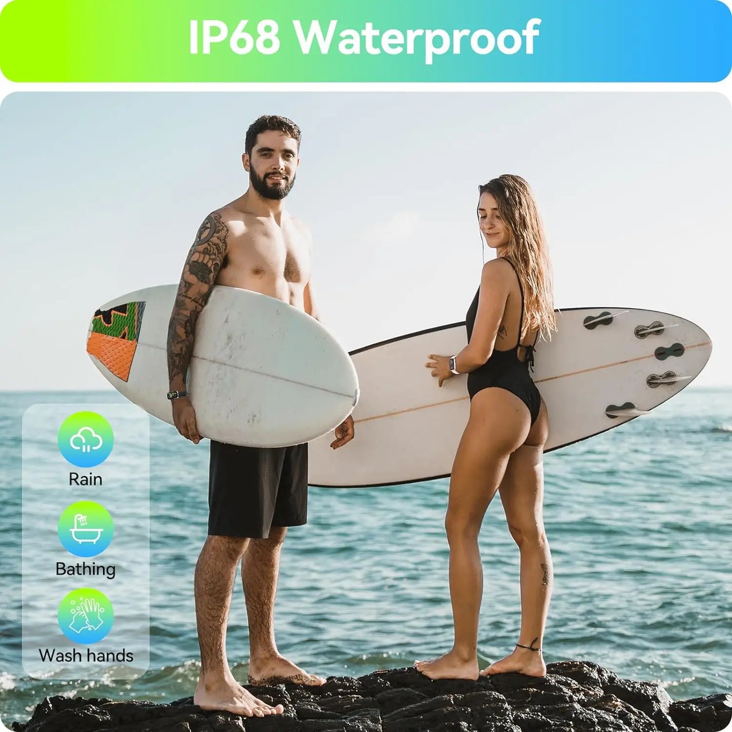 Fitness Tracker with Heart Rate Blood Oxygen Sleep Monitor, IP68 Waterproof Activity & Pedometer, smart Watches for Women Men