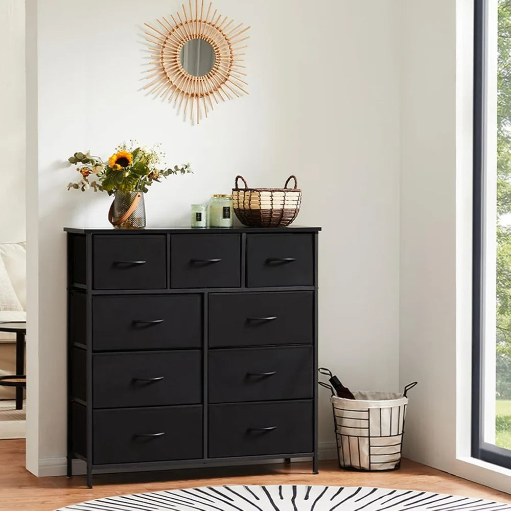 9-Drawer Fabric Storage Dresser with Metal Frame, Large Capacity Organizer for Bedroom, Living Room & Entryway