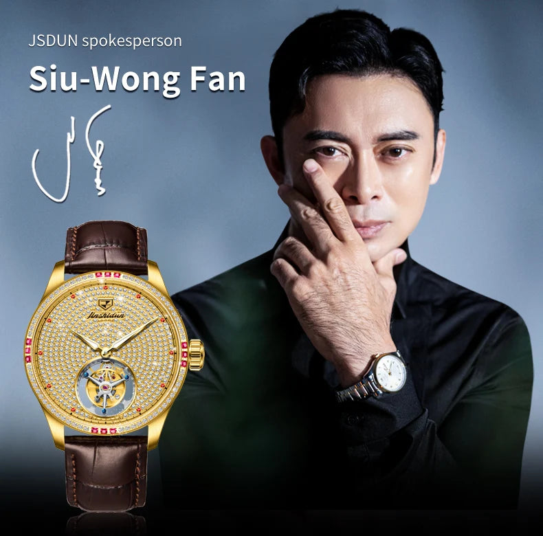 JSDUN High Quality Men Watch Tourbillon Movement Automatic Mechanical Watch Waterproof Luminous Original Luxury Male Wristwatch