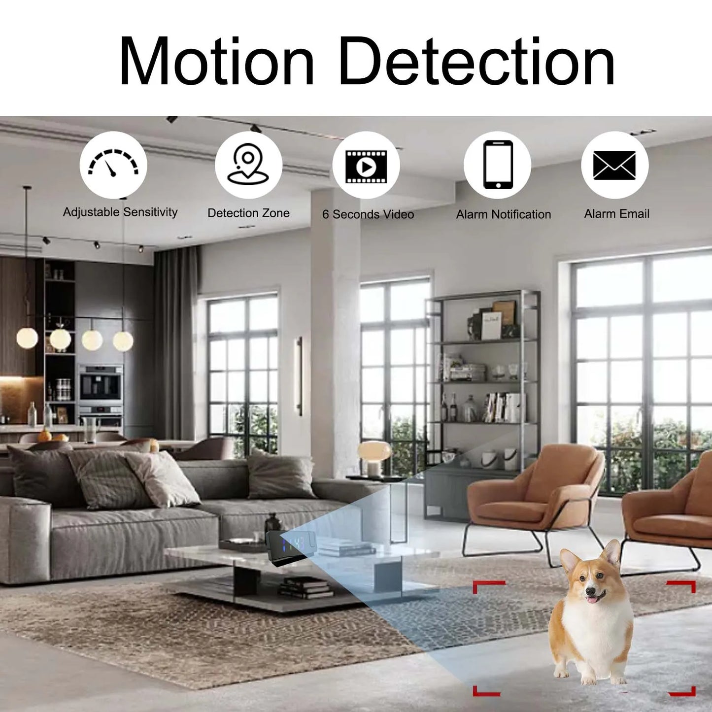 4K Ultra HD Projection Alarm Clock Camera with Wi-Fi, Motion Detection, Remote Viewing, Recording, Nanny Cam for Indoor Security