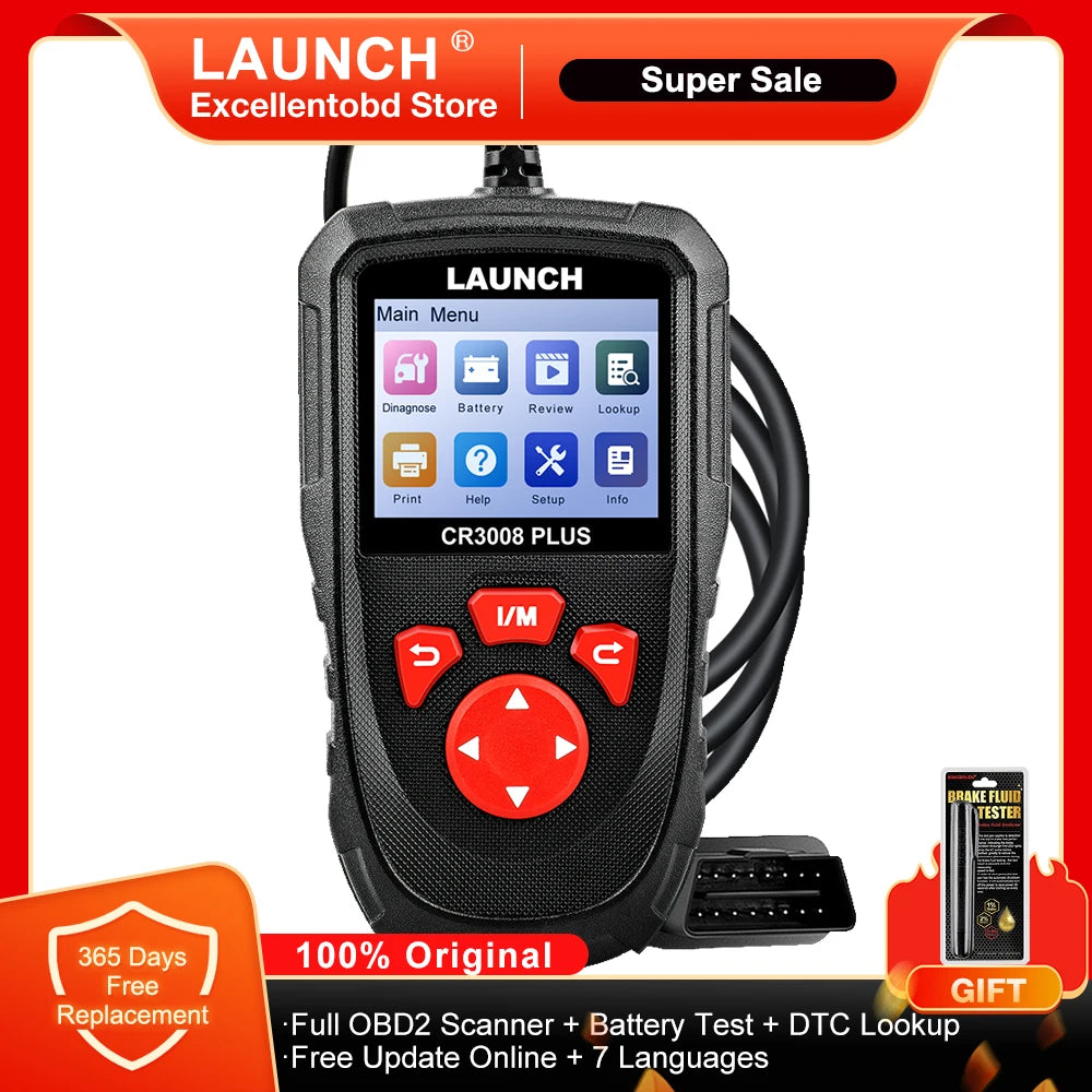 LAUNCH X431 CR3008 Plus Full OBD2 Diagnostic Tool Support Engine Battery Diagnostic OBD2 Scanner Free Update Online PK KW850