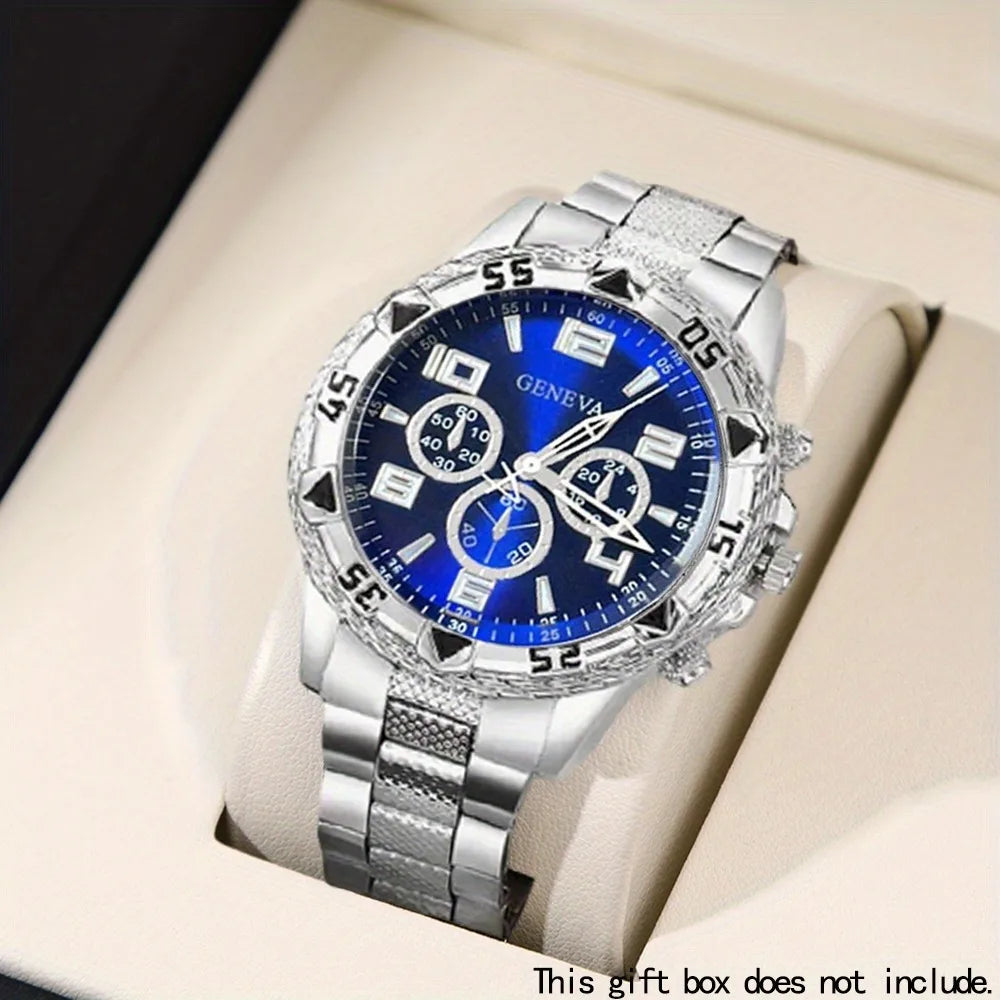 Men's Fashion & Business Casual Quartz Watches - Round Alloy Case, Three-Eye Design, Large Dial, Christmas Gifts