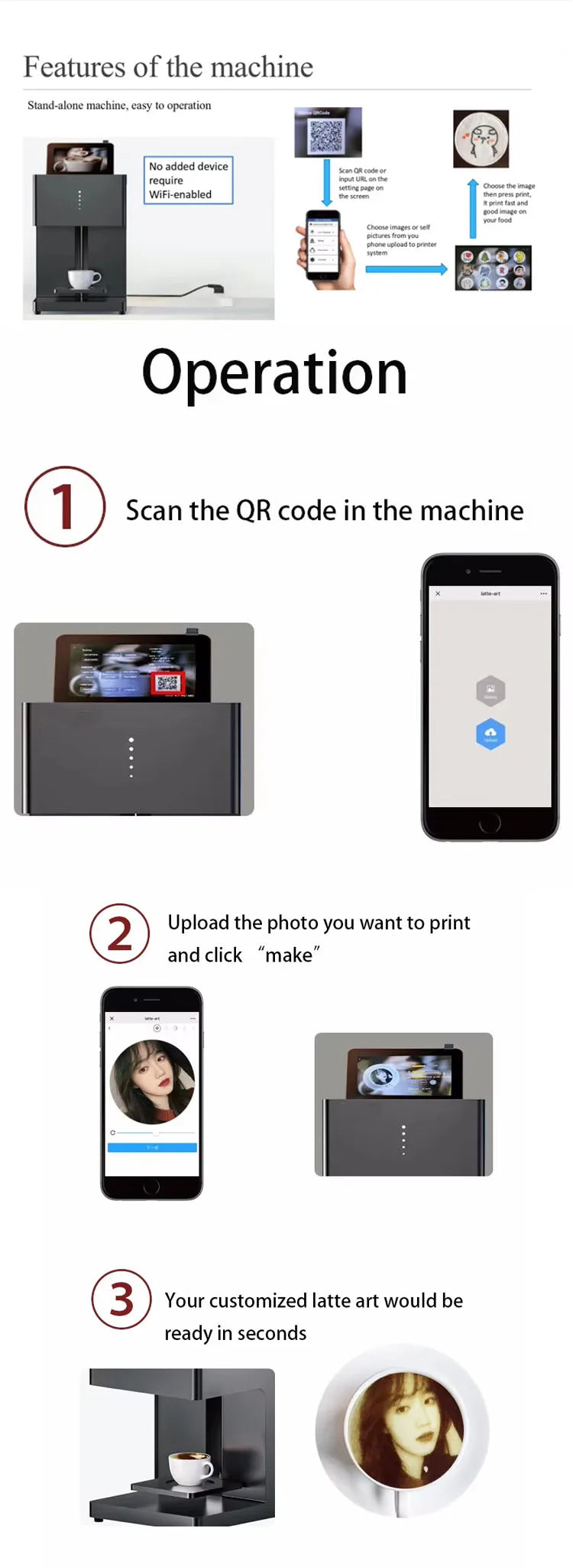 GAOCHUSHI Coffee Printer With Edible Ink For Latte Art