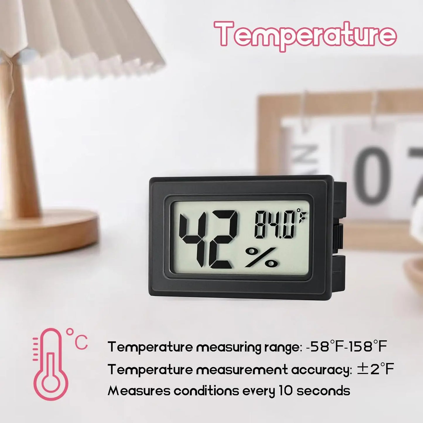 Mini Hygrometer Thermometer 6-Pack, Digital Humidity Meter for Indoor Use in Humidors, Greenhouse, Garden