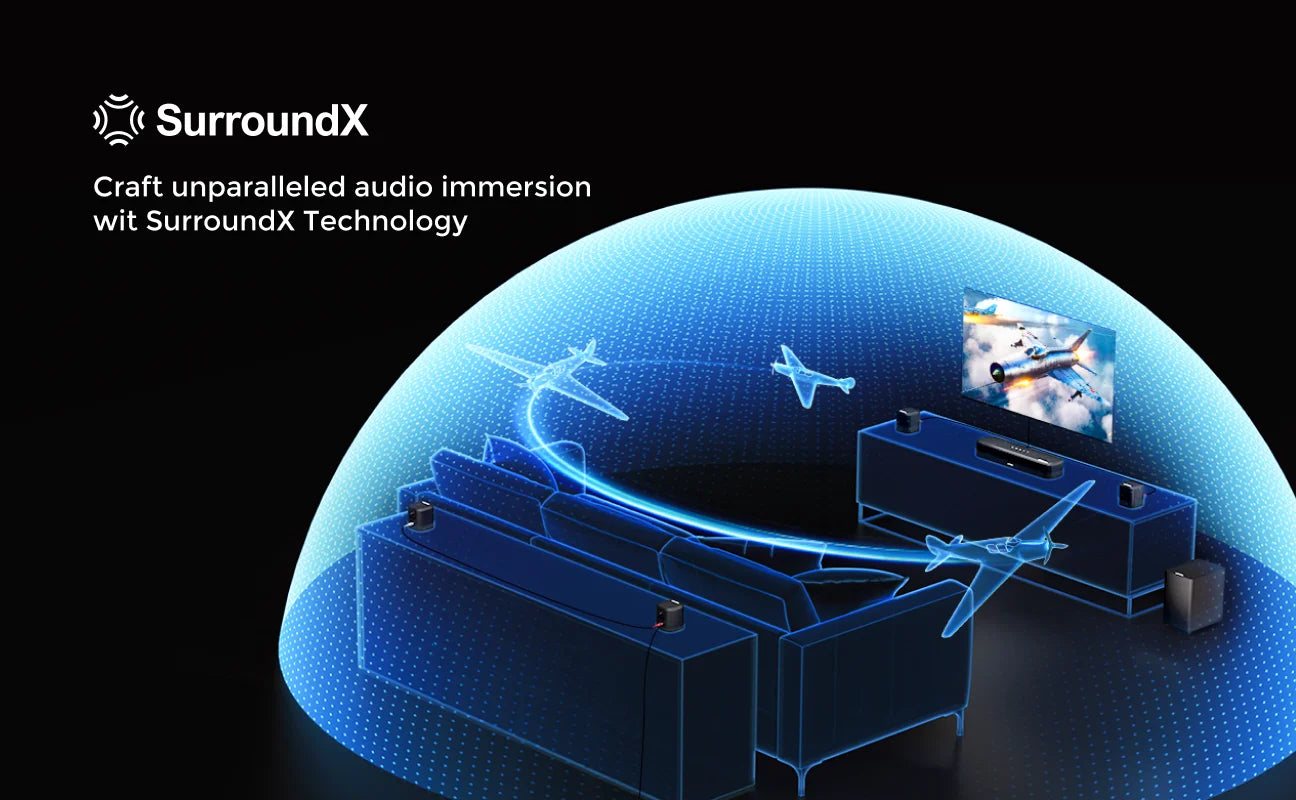 ULTIMEA 350W 7.1 Soundbar for TV with Dolby Atmos,Home Theater Technology Bluetooth Speakers with Subwoofer&4 Surround Speakers