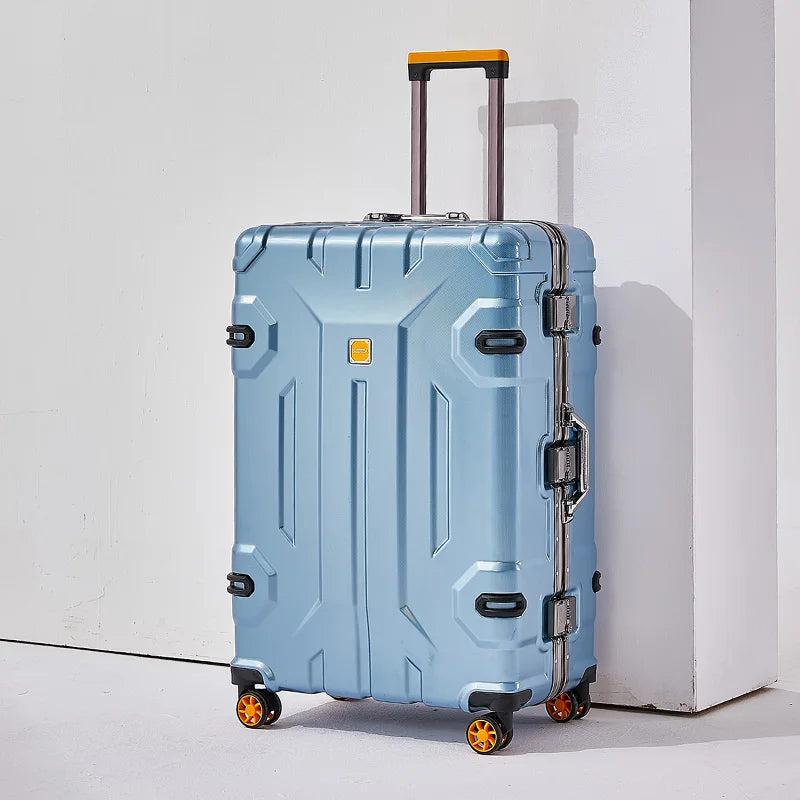 Large Capacity Aluminum Frame Luggage Bag with Wheels Durable Wear-Resistant Rolling Suitcase 20-28 Inch Travel Bag Suitcase