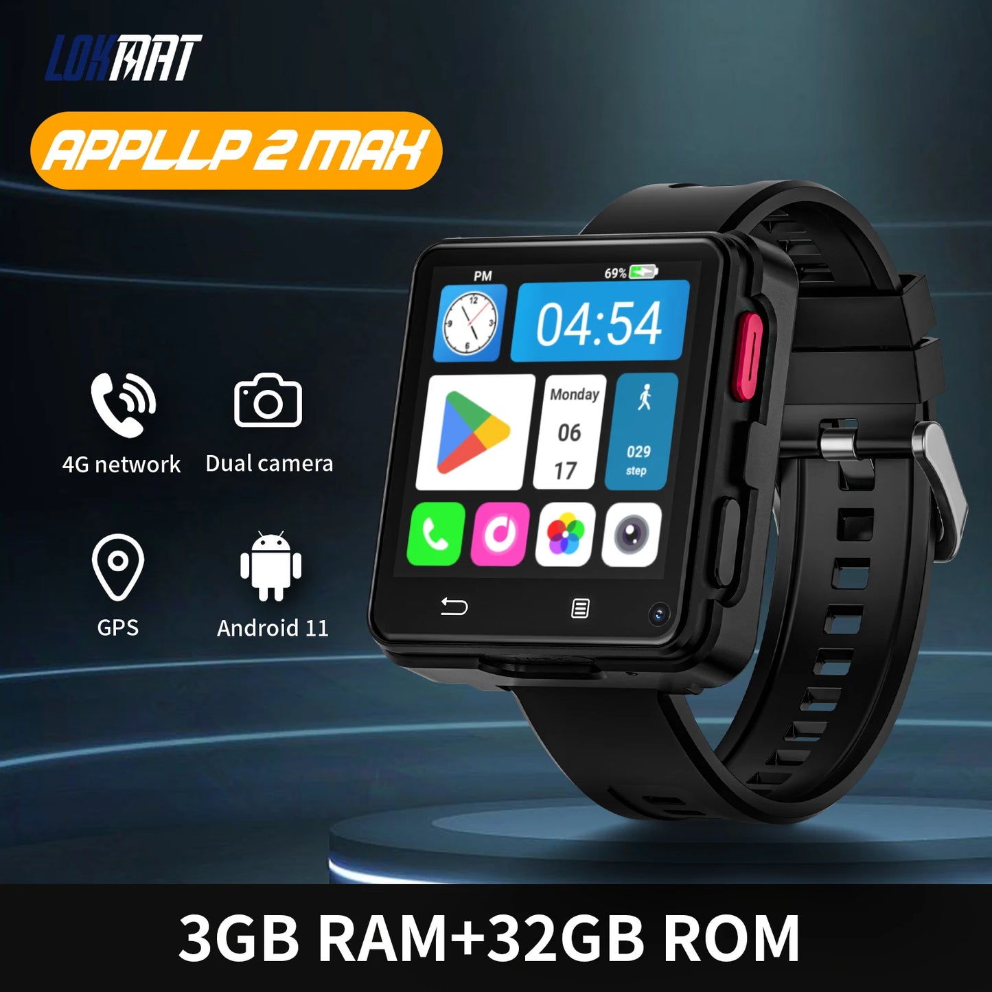 LOKMAT APPLLP 2 Max Dual Camera Android 11 Smartwatch