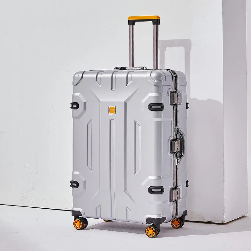 Large Capacity Aluminum Frame Luggage Bag with Wheels Durable Wear-Resistant Rolling Suitcase 20-28 Inch Travel Bag Suitcase