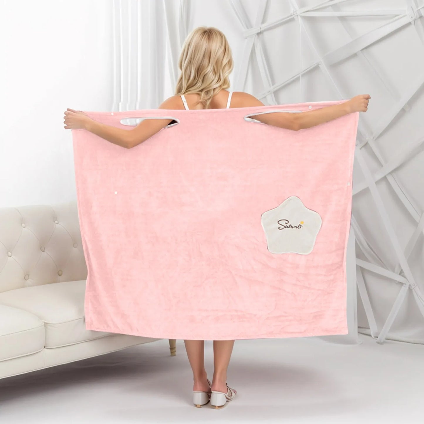 Coral Bath Bathrobe Women's Soft Absorbent Thickened With Edging Adult Women Chest Wrapped Wearable Bath Towel Versatile Robe