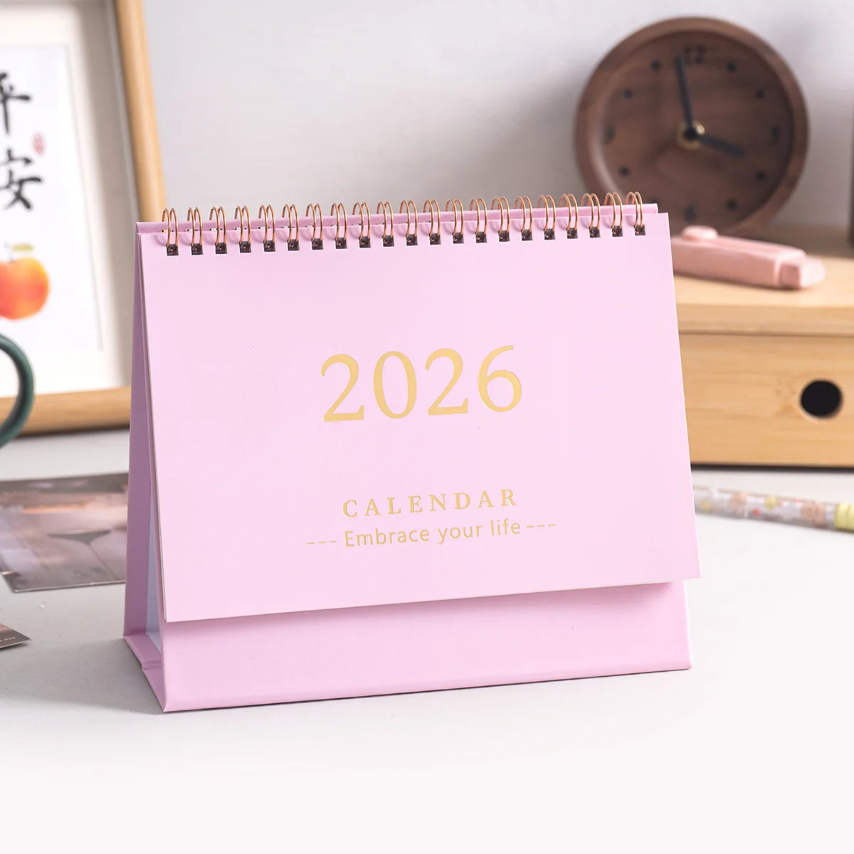 1 pc New 2026 Monthly Desktop Calendar, Portable Foldable, Back Memo, School Office Desktop & Holiday Decoration, Home Essential