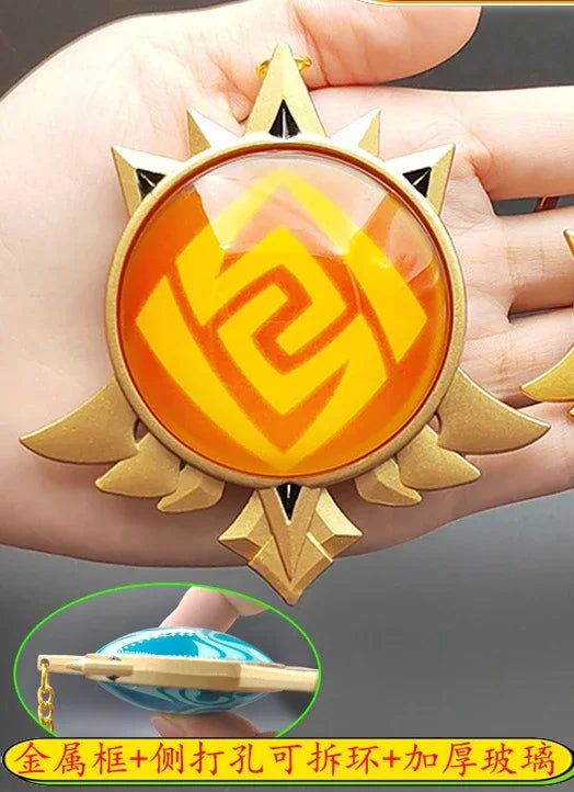 7-9cm Game Impact Vision Lnazuma Wendi Xiao Key Cosplay Chain Luminous 7 Element Weapons Eye Of Original God Toy KeyRing Pet urn