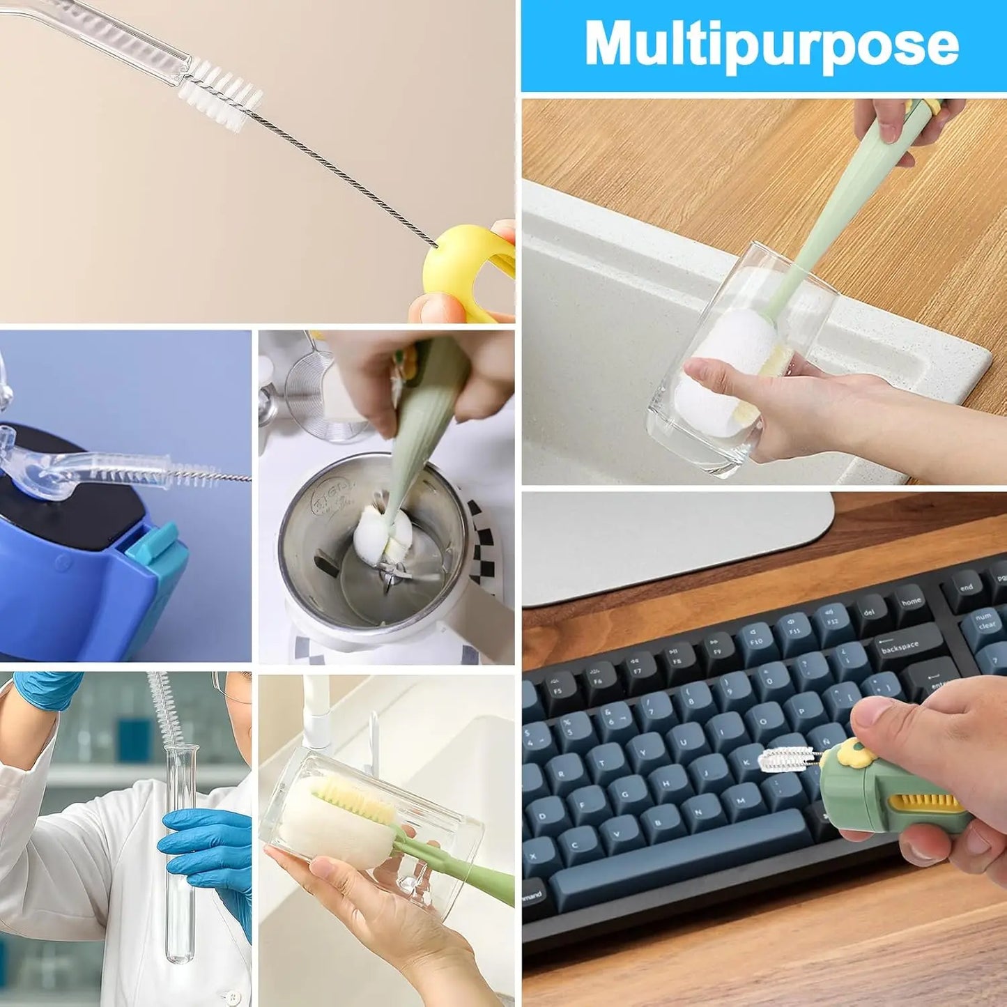 5-in-1 Multifunctional Bottle Brush Set with Straw Cleaners for Tumbler Cups and Kitchen Accessories