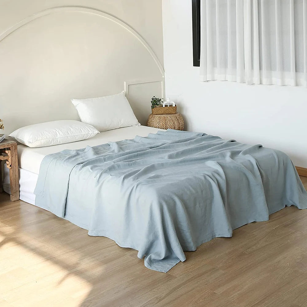 Simple&Opulence 1pc 100% Linen King Queen Size Flat Sheet Bedsheets Bedspread on the bed Linens Home Textile (No Pillowcase)