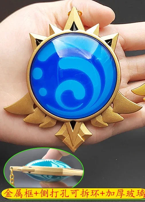 7-9cm Game Impact Vision Lnazuma Wendi Xiao Key Cosplay Chain Luminous 7 Element Weapons Eye Of Original God Toy KeyRing Pet urn