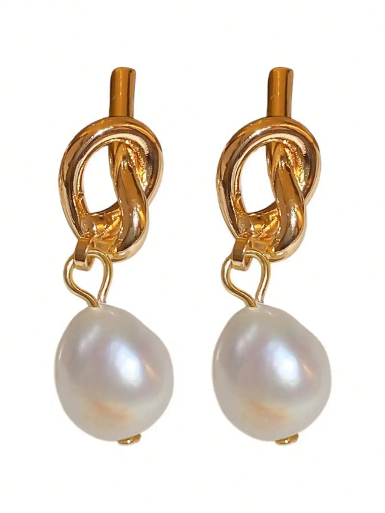 1 pair of knotted pearl minimalist stylish and elegant imitation pearl pendant earrings elegant luxury design earrings with a si