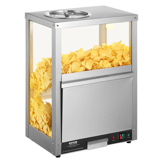 SucceBuy Commercial Nacho Chip Warmer 84.5QTNacho Machine  Deflection Board Stainless Steel for Nacho Chips Popcorn Potato Chips