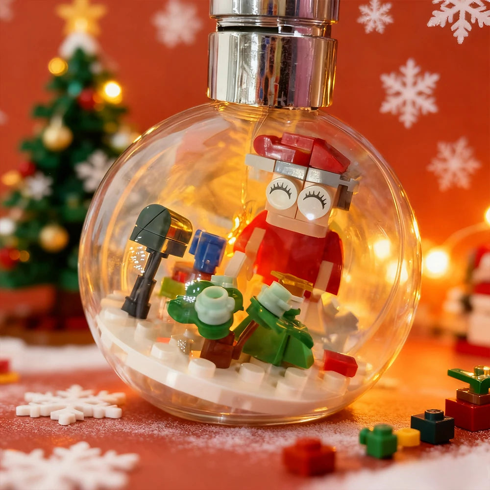 Shipped from the US 6-in-1 Christmas Bulbs Building Blocks with LED Strips Family Party Decor Kids Brick Toy Gift Night Lamp New