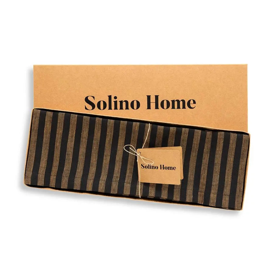 Linen Placemats Set of 4 Amalfi Stripe Brown Sugar and Black Placemats 14 x 19 Inch 100 Pure Linen Place Mats
