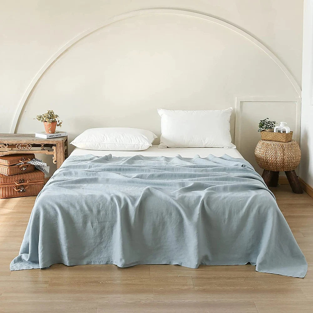 Simple&Opulence 1pc 100% Linen King Queen Size Flat Sheet Bedsheets Bedspread on the bed Linens Home Textile (No Pillowcase)