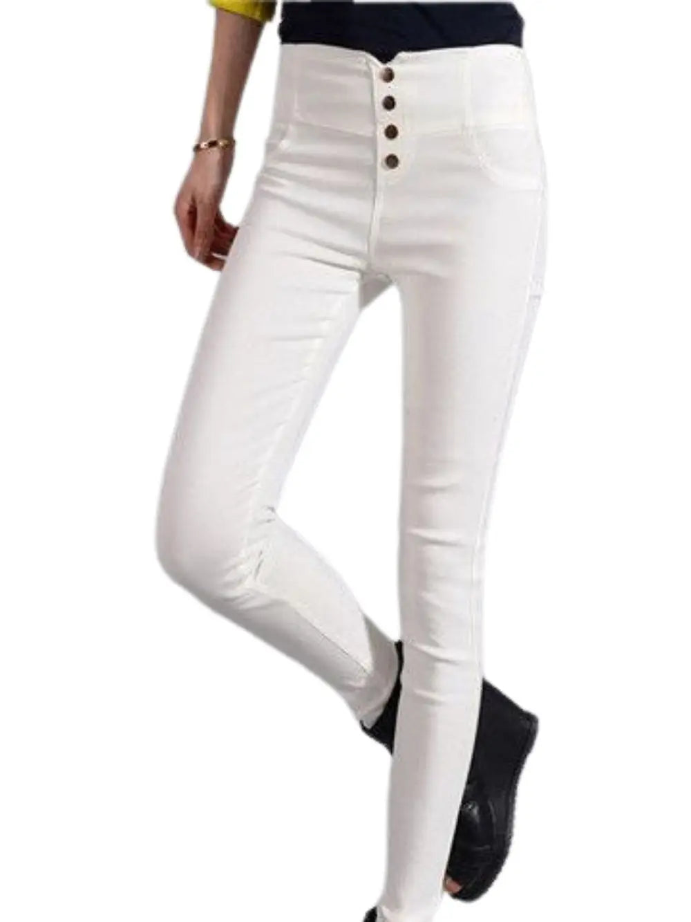 Button Fly Pants for Women Super Stretch Comfort High Waist High Rise Skinny Jeans Tapered Leg Butt Lift  Pant ouc309