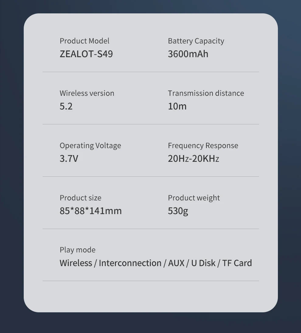 Zealot S49 20W Portable Ourdoor Wireless Subwoofer Speaker,Waterproof IPX 6,Dual Pairing,3600mAh Battery, 12 Hours Playtime