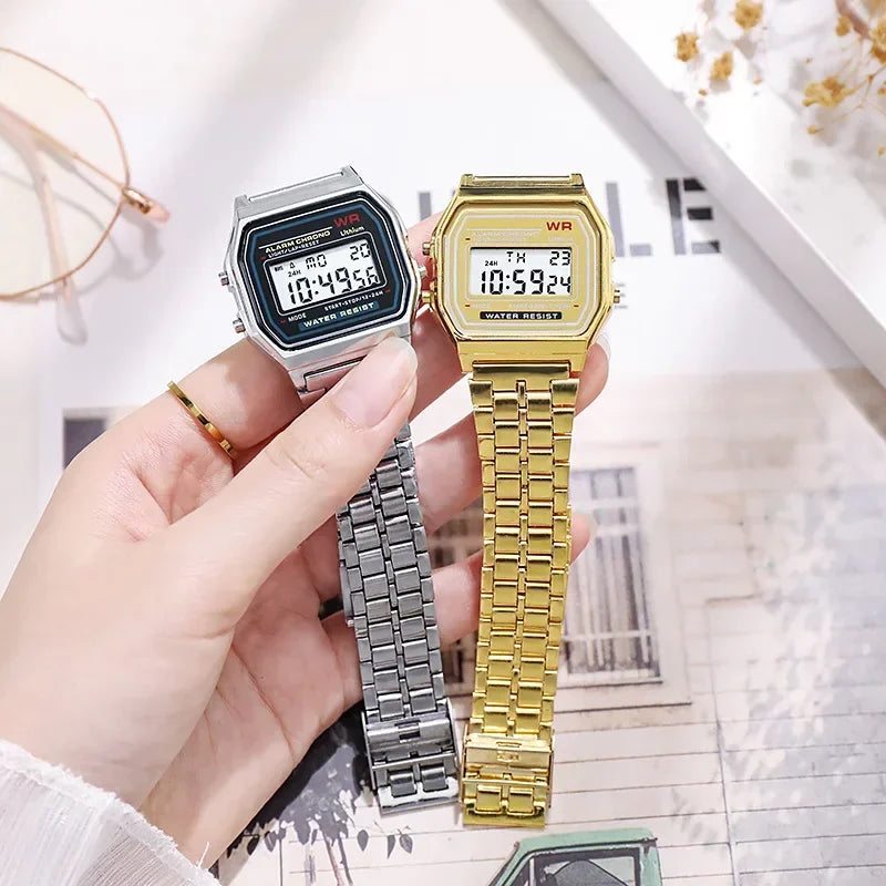New Women Men Unisex Watch Gold Black Vintage LED Digital Sports Military Wristwatches LED Electronic Digital Present Gift Male