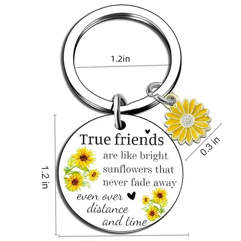 1Pc True Friends Gift Friendship Sunflower Keychain for Best Girlfriend Birthday Gift for Girlfriend Departure Gift Urn Pet urn