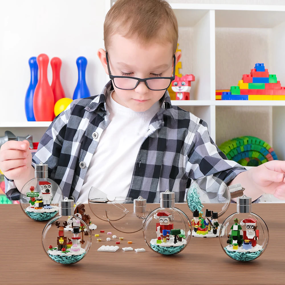 Shipped from the US 6-in-1 Christmas Bulbs Building Blocks with LED Strips Family Party Decor Kids Brick Toy Gift Night Lamp New