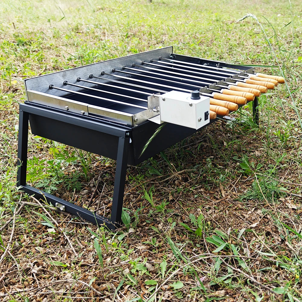 HDWYSY.COM Portable Charcoal Grill Stainless Steel With Rotating Skewers