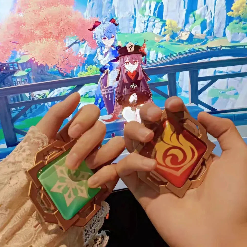 7-9cm Game Impact Vision Lnazuma Wendi Xiao Key Cosplay Chain Luminous 7 Element Weapons Eye Of Original God Toy KeyRing Pet urn