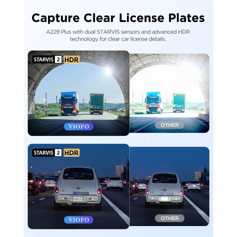 Front and Rear Dash Cam Dual Channel HDR 1440P 5GHz WiFi Voice Control Ultra Precise GPS Car Camera