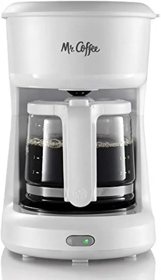 Compact 5-Cup Manual Brew Coffee Maker with Switch Control, Sleek White Design for Home or Office Use