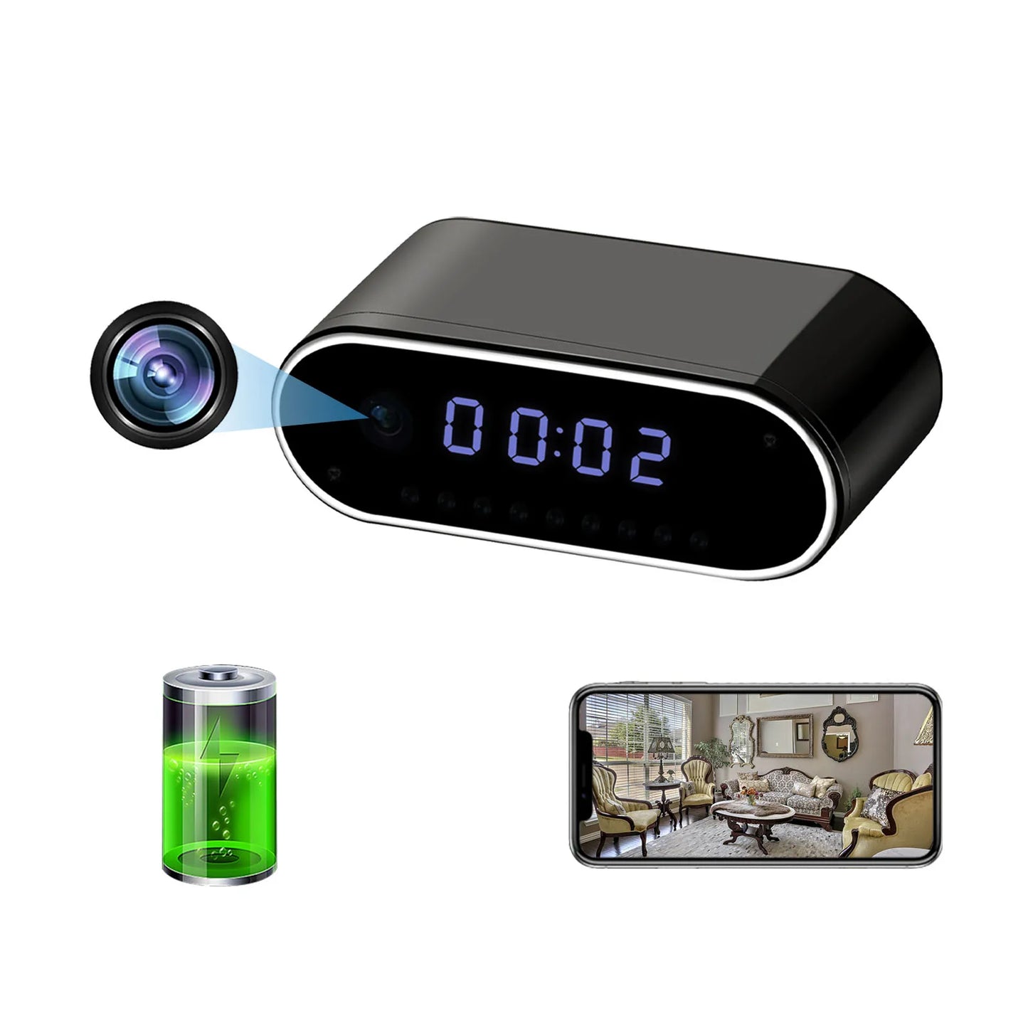 Ouvis Wireless 4K Clock Camera Night Vision With Motion Detection And App Access